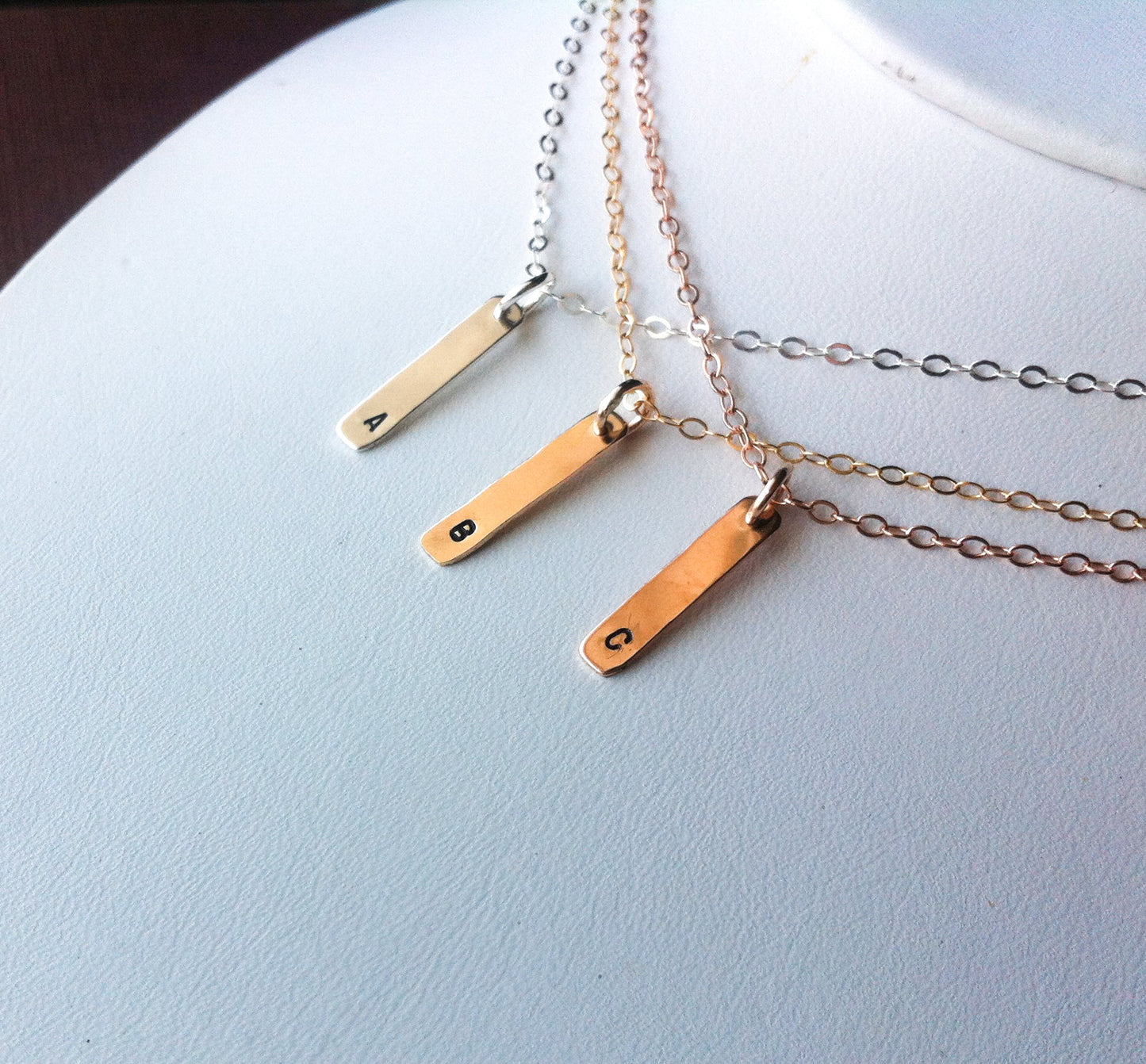 Tiny Initial Bar Necklace Robyn Canady 