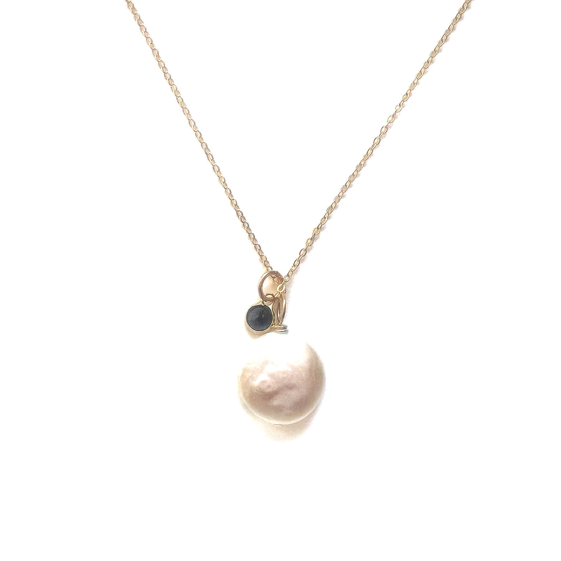 Petite Gemstone Necklace with White Freshwater Pearl Robyn Canady 