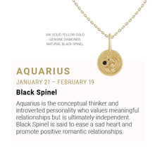 Load image into Gallery viewer, Zodiac Charm Necklace in 14K Gold with Diamonds Necklace Robyn Canady 14K Solid Gold 16&quot; Aquarius
