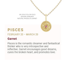 Load image into Gallery viewer, Zodiac Charm Necklace in 14K Gold with Diamonds Necklace Robyn Canady 14K Solid Gold 16&quot; Pisces
