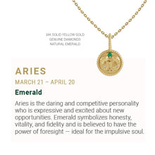 Load image into Gallery viewer, Zodiac Charm Necklace in 14K Gold with Diamonds Necklace Robyn Canady 14K Solid Gold 16&quot; Aries
