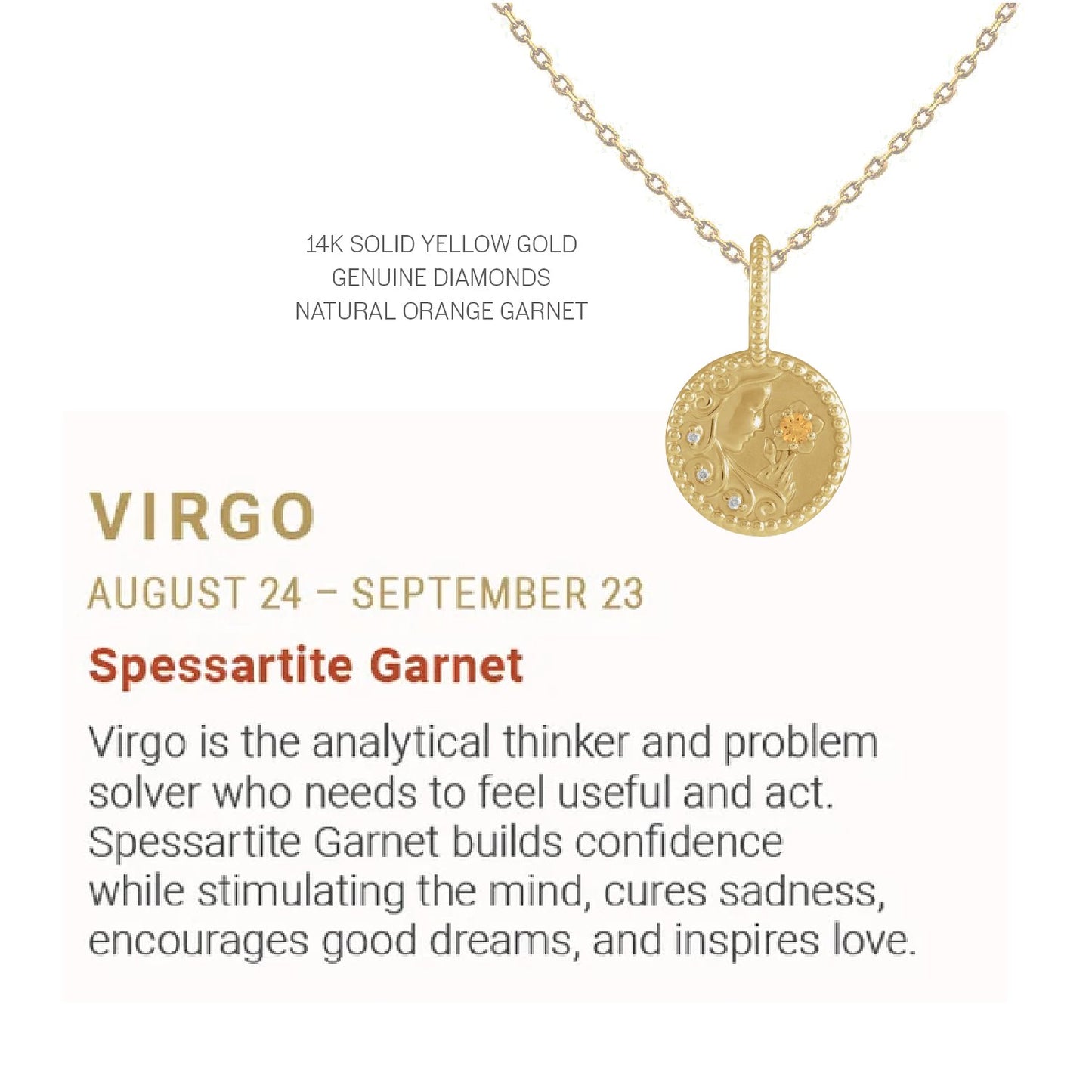 Zodiac Charm Necklace in 14K Gold with Diamonds Necklace Robyn Canady 14K Solid Gold 16" Virgo