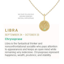 Load image into Gallery viewer, Zodiac Charm Necklace in 14K Gold with Diamonds Necklace Robyn Canady 14K Solid Gold 16&quot; Libra
