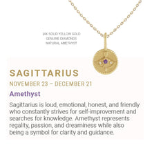 Load image into Gallery viewer, Zodiac Charm Necklace in 14K Gold with Diamonds Necklace Robyn Canady 14K Solid Gold 16&quot; Sagittarius
