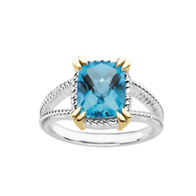 Load image into Gallery viewer, Swiss Blue Topaz Sterling Silver and 14K Gold Statement Ring, Size 7 Robyn Canady 
