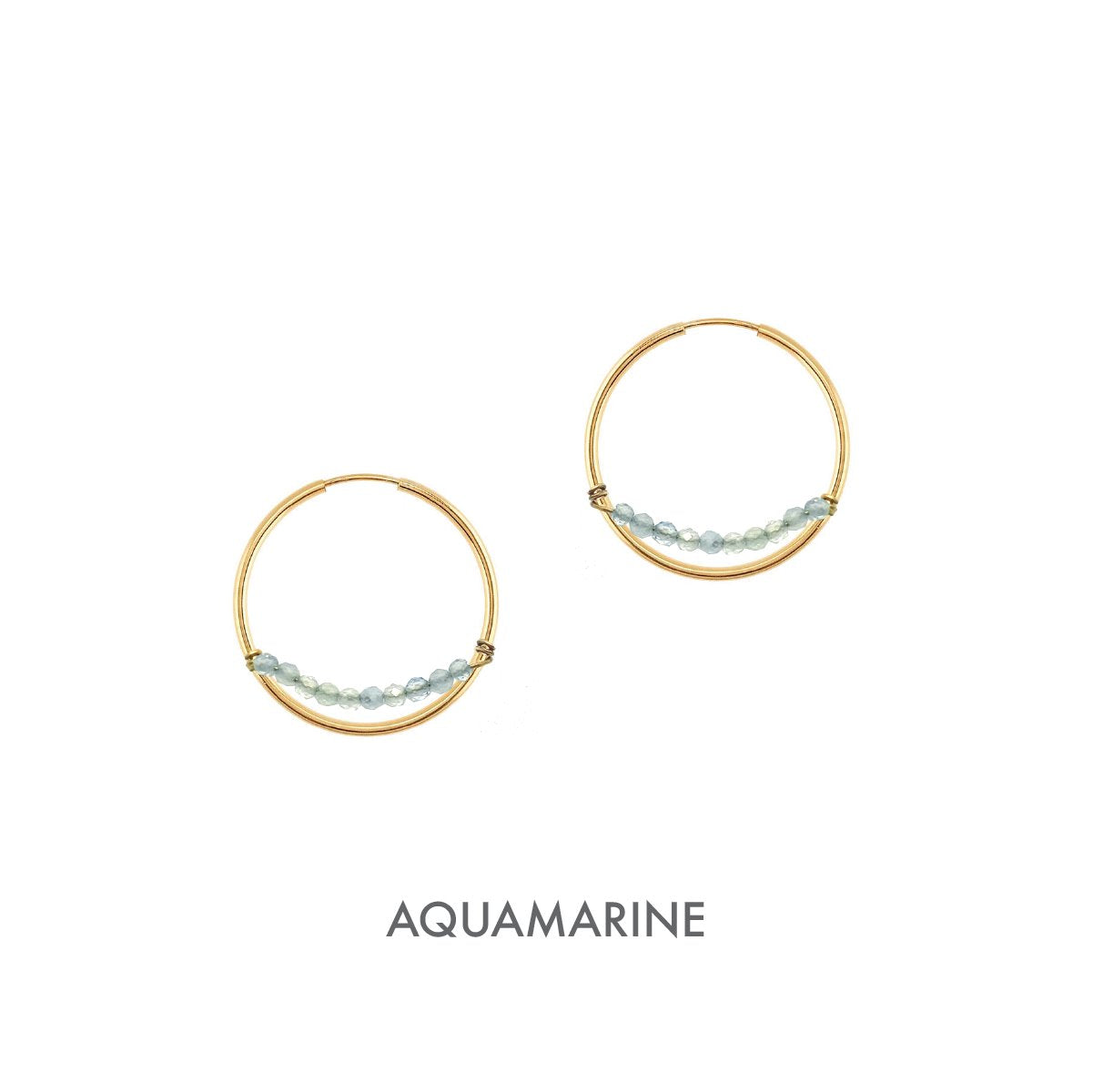 14K Aria Hoop Earrings Robyn Canady 14K Gold Aquamarine 