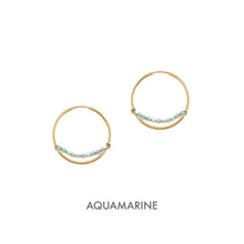 Load image into Gallery viewer, 14K Aria Hoop Earrings Robyn Canady 14K Gold Aquamarine 
