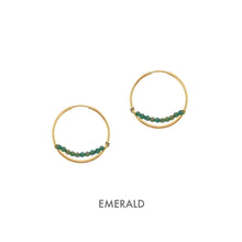 Load image into Gallery viewer, 14K Aria Hoop Earrings Robyn Canady 14K Gold Emerald 
