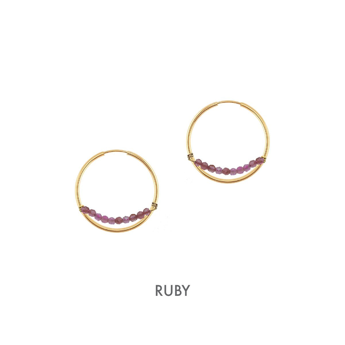 14K Aria Hoop Earrings Robyn Canady 14K Gold Ruby 