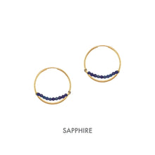 Load image into Gallery viewer, 14K Aria Hoop Earrings Robyn Canady 14K Gold Sapphire 
