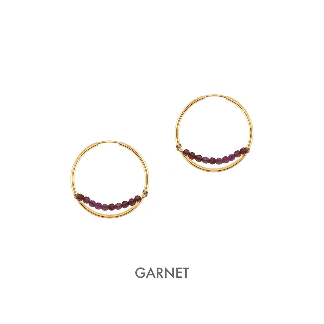 14K Aria Hoop Earrings Robyn Canady 14K Gold Garnet 