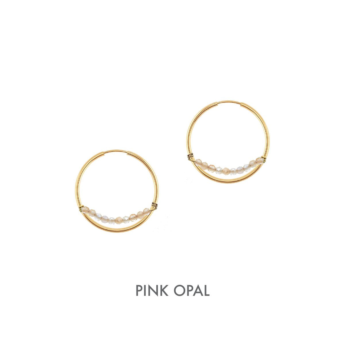 14K Aria Hoop Earrings Robyn Canady 14K Gold Pink Opal 