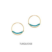 Load image into Gallery viewer, 14K Aria Hoop Earrings Robyn Canady 14K Gold Turquoise 
