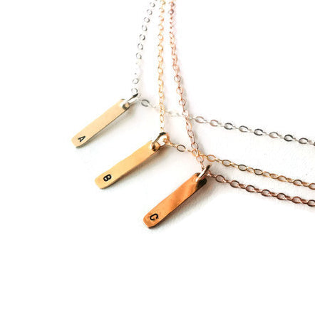 Tiny Initial Bar Necklace Robyn Canady 
