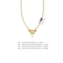 Load image into Gallery viewer, Your Birthstone + Your Cat&#39;s Birthstone (3 Cats) Necklace Robyn Canady 
