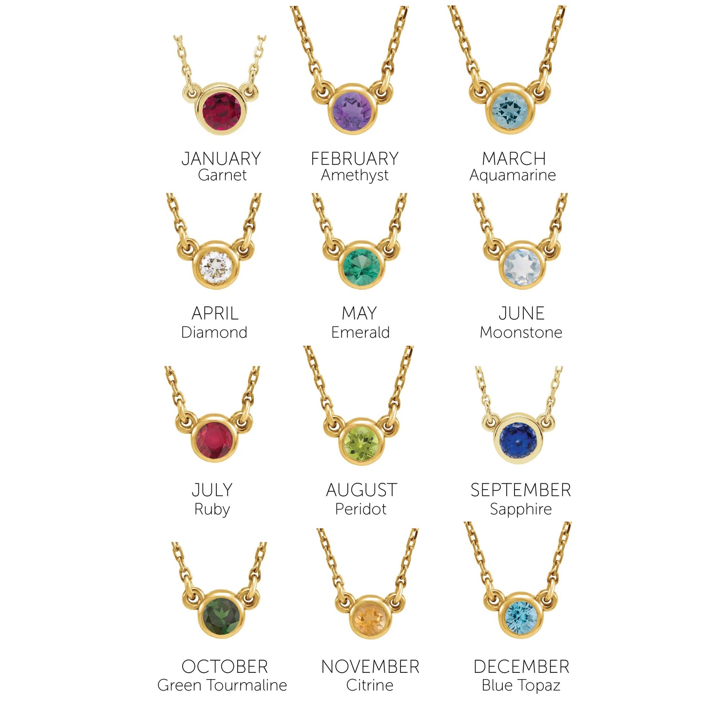 Your Birthstone + Your Cat's Birthstone (3 Cats) Necklace Robyn Canady 
