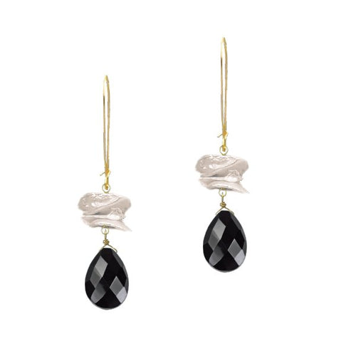Keishi Pearl and Onyx Drop Earrings Robyn Canady 
