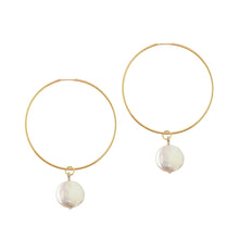 Load image into Gallery viewer, Large Freshwater Pearl Hoop Earrings Robyn Canady 
