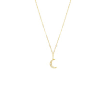 Load image into Gallery viewer, 14K Solid Gold Crescent Moon with Diamonds Necklace Robyn Canady 14K Gold Filled 
