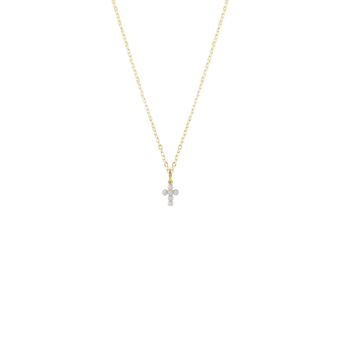 14K Solid Gold Pearl Cross Necklace Necklace Robyn Canady 
