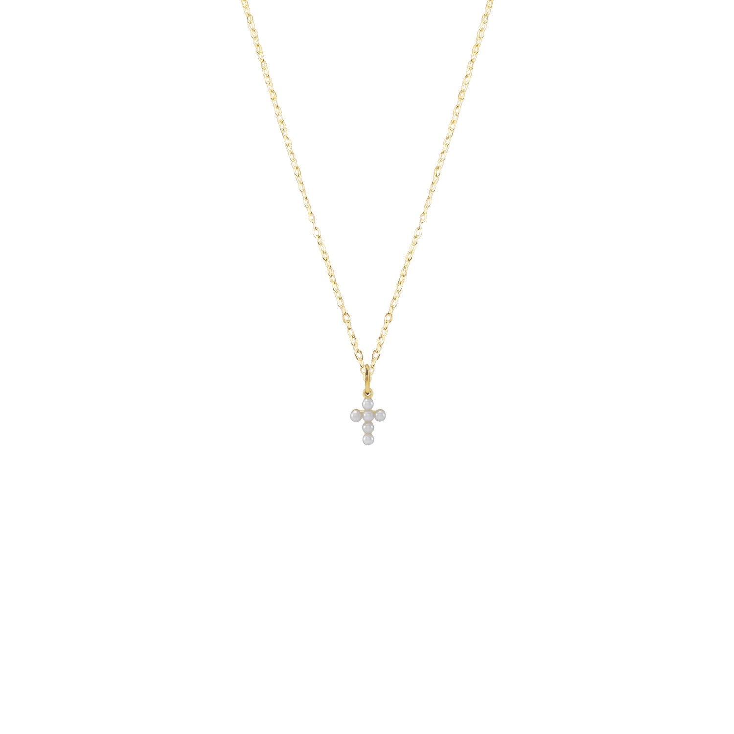 14K Solid Gold Pearl Cross Necklace Necklace Robyn Canady 