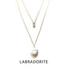 Load image into Gallery viewer, Petite Gemstone Layered Necklace with White Freshwater Pearl Robyn Canady 
