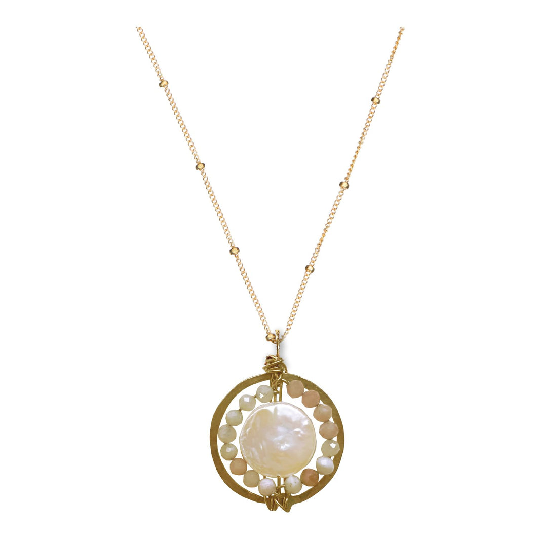 Gemstone Medallion Necklace - Pink Opal Robyn Canady 