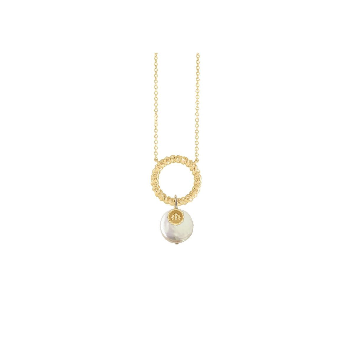 14K Bee Medallion Pearl Drop Necklace Robyn Canady 