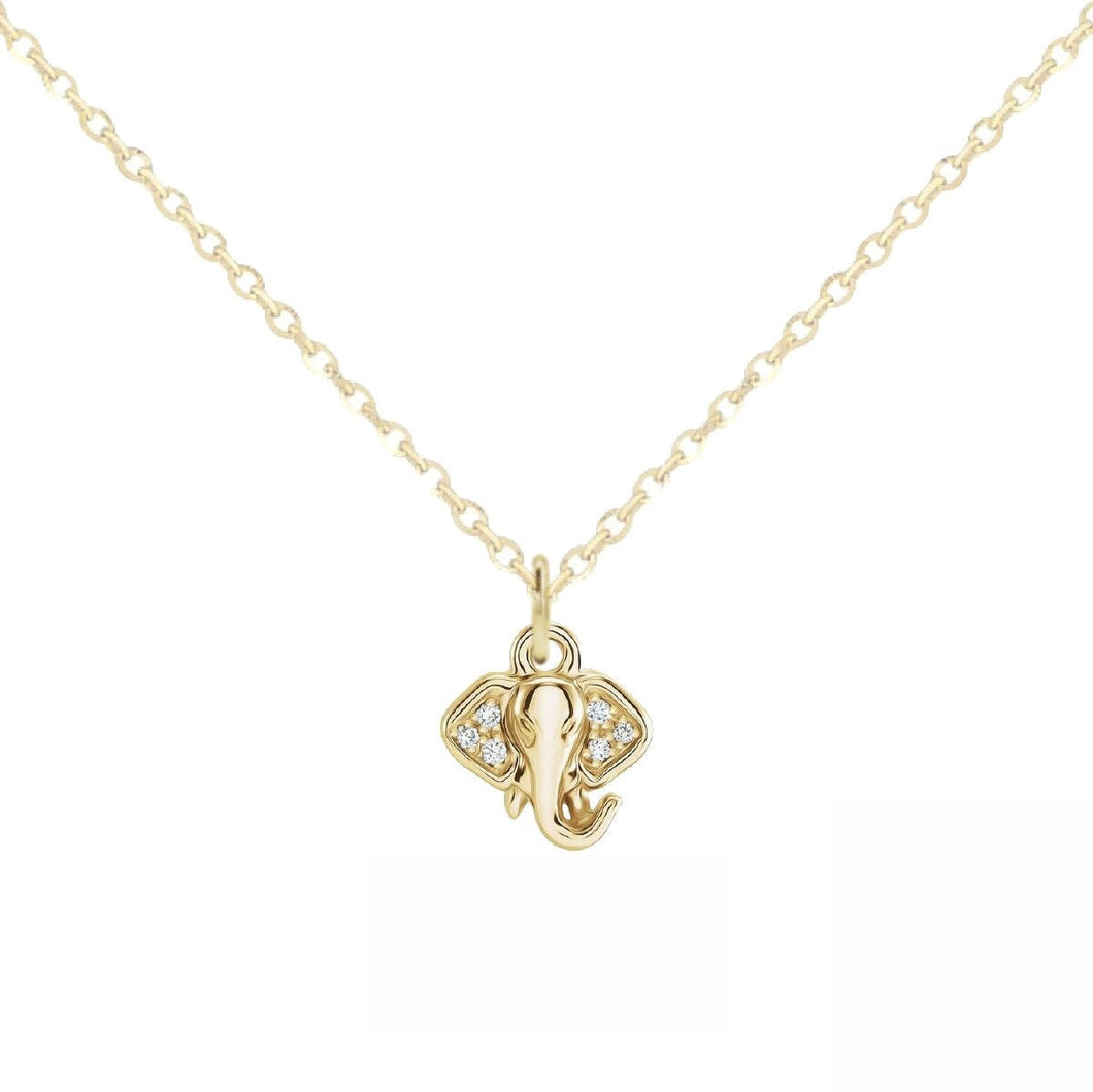 14K Diamond Tiny Elephant Necklace Necklace Robyn Canady 14K Gold 