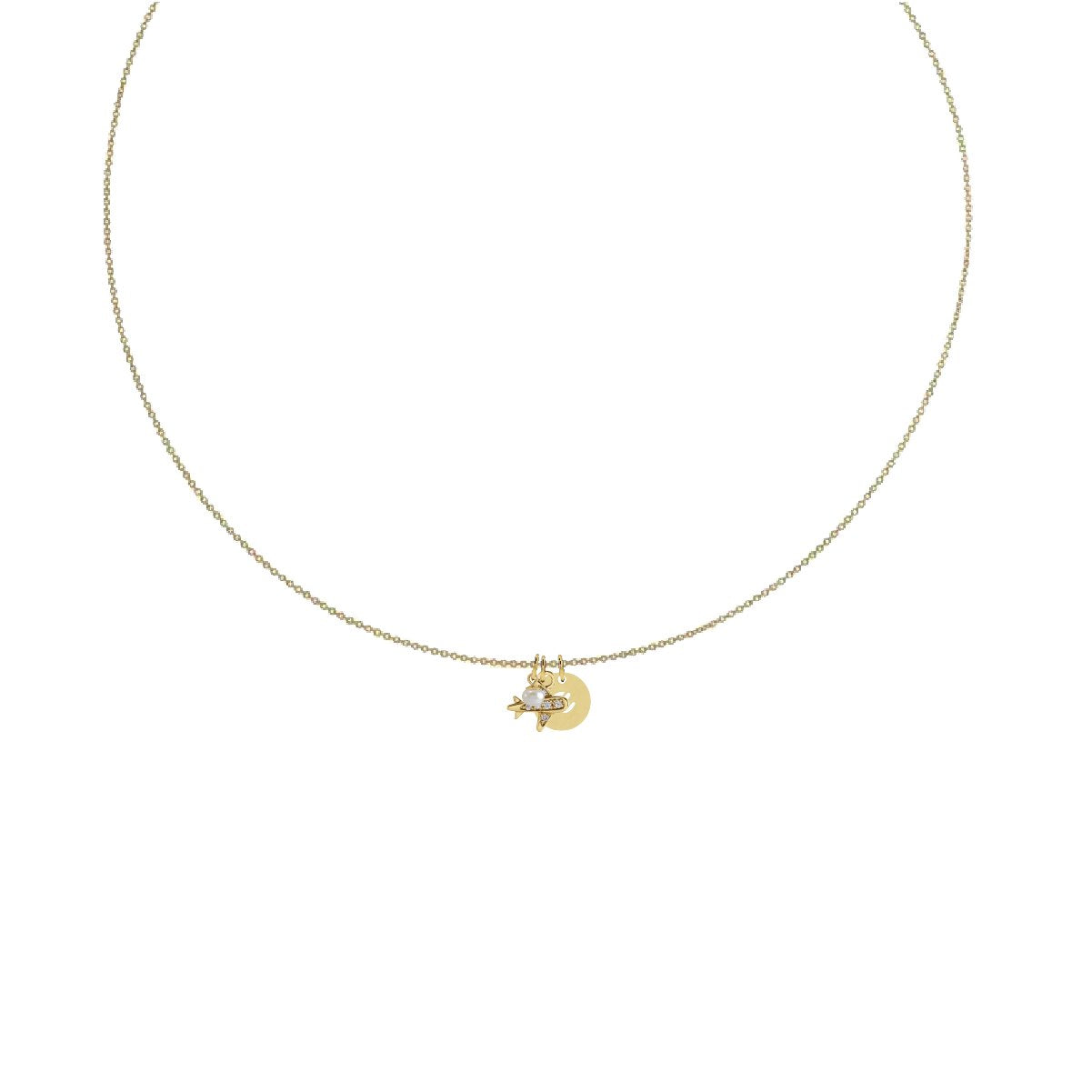 Charm Collection - For the Jet Setter Robyn Canady Charm + 14K Gold Filled Chain Add a Pearl and Initial (Leave initial selection in notes) 