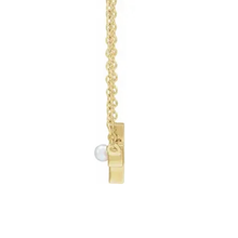 Load image into Gallery viewer, Single Pearl Sideways Cross Necklace Necklace Robyn Canady 
