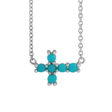 Load image into Gallery viewer, Turquoise Sideways Cross Necklace Necklace Robyn Canady Sterling Silver 
