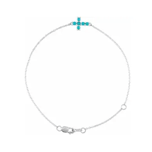 Load image into Gallery viewer, Turquoise Sideways Cross Bracelet Necklace Robyn Canady Sterling Silver 
