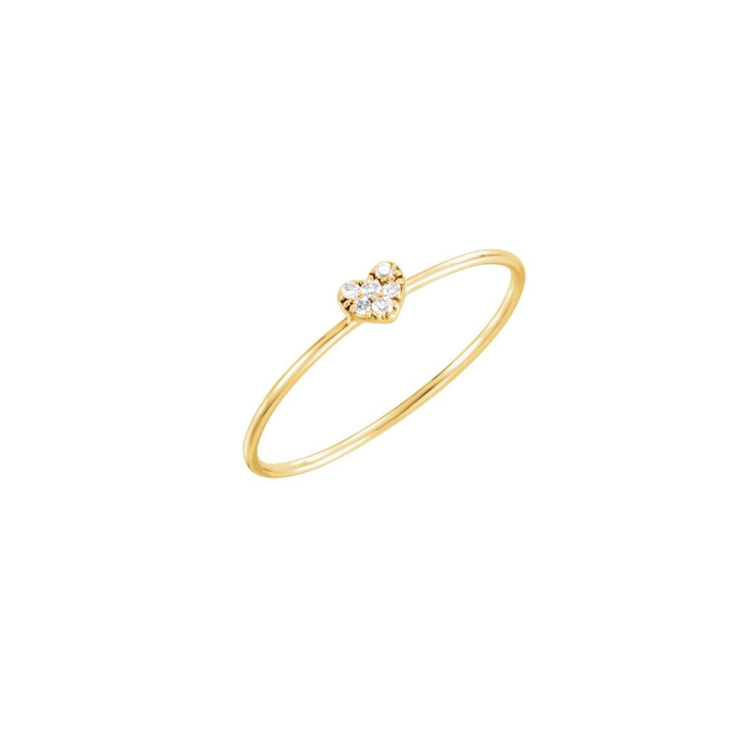 14K Petite Diamond Heart Stacking Ring Robyn Canady 
