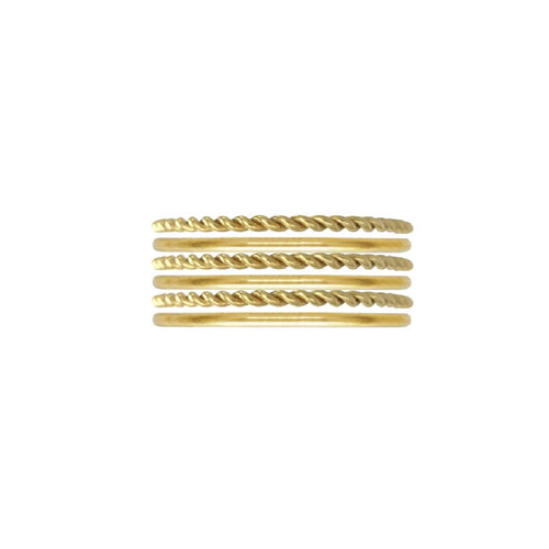 Rope 6 Ring Stack - Gold or Silver Robyn Canady 5 14K Gold Filled 