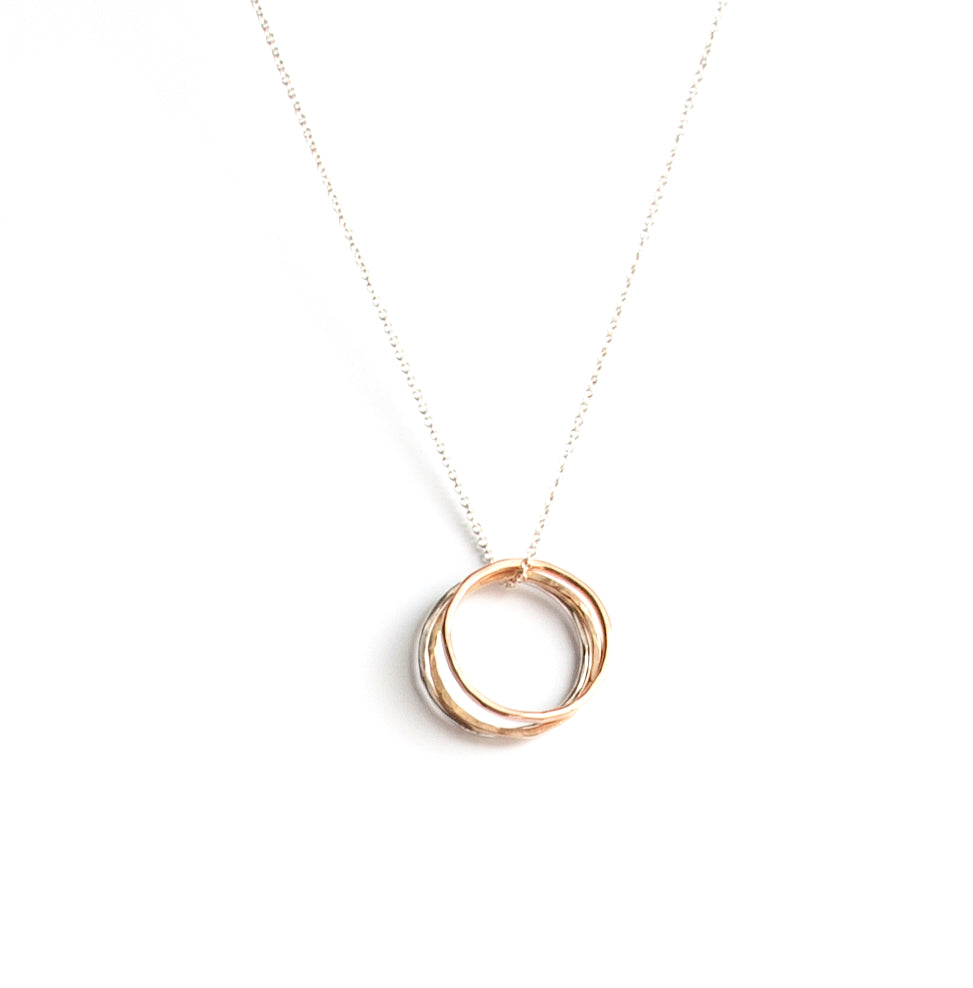 22" Triple Circle Layering Necklace in 14K Gold + Sterling Silver Robyn Canady 